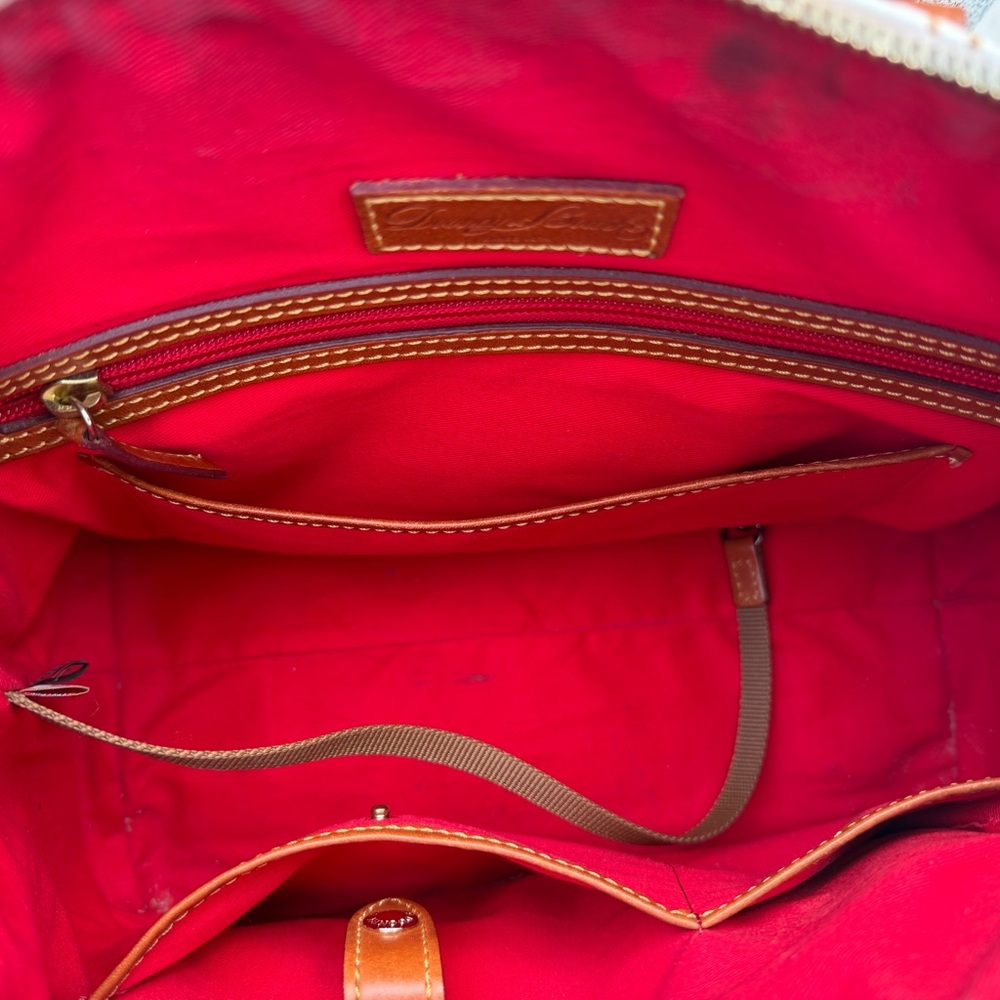 Dooney & Bourke White and Brown Large Satchel Leather Monogrammed Papers - Picture 9 of 12